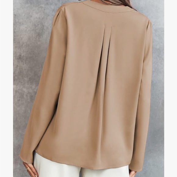 BROVAVE Women’s Long Sleeve Shirt V Neck Business Casual Blouse - Picture 2 of 6